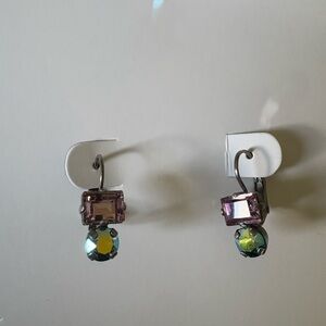 ✨ Sabika Crystal Drop Earrings - Purple & Iridescent Stones